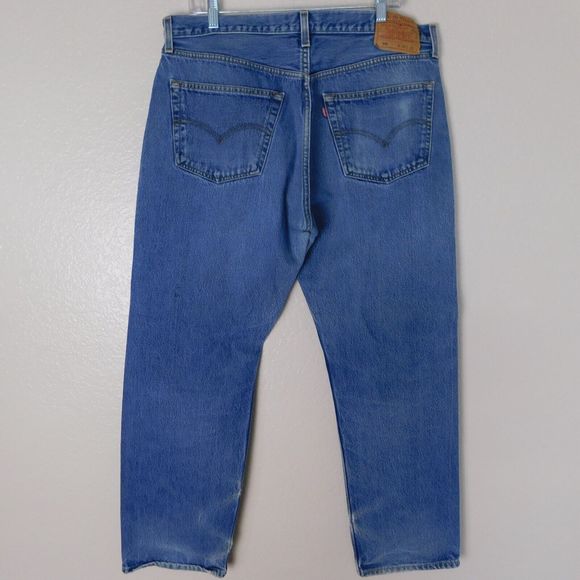 Vintage Levis 501xx 90s Jeans Size 38x30 Cotton Denim Button Fly Casual Pants - Picture 4 of 16